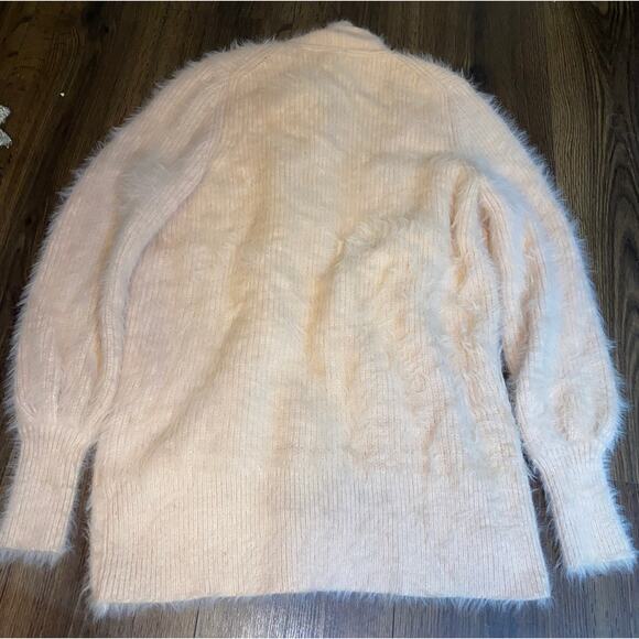 EUC Anthropologie Knitted & Knotted Pink Fuzzy Eyelash Cardigan XS Oversized Fit - Picture 8 of 14